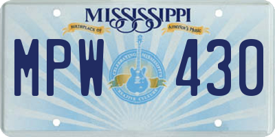 MS license plate MPW430