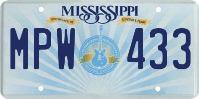 MS license plate MPW433