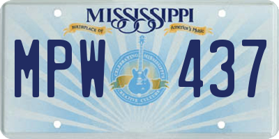 MS license plate MPW437