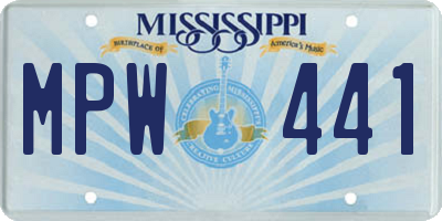 MS license plate MPW441