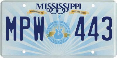 MS license plate MPW443