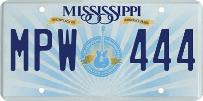 MS license plate MPW444