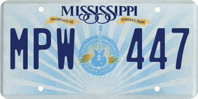 MS license plate MPW447