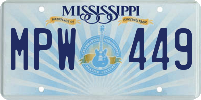 MS license plate MPW449