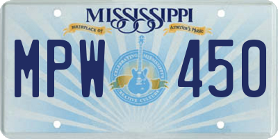 MS license plate MPW450