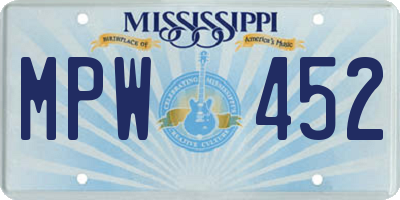 MS license plate MPW452