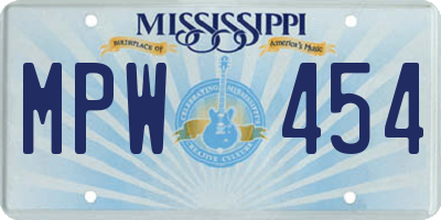 MS license plate MPW454