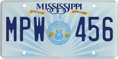 MS license plate MPW456