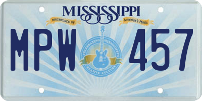 MS license plate MPW457