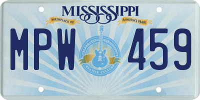 MS license plate MPW459