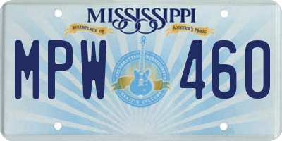 MS license plate MPW460