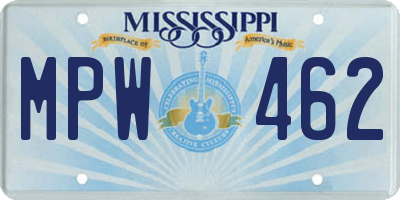 MS license plate MPW462