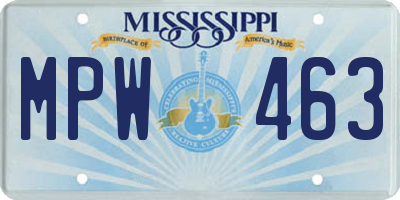 MS license plate MPW463