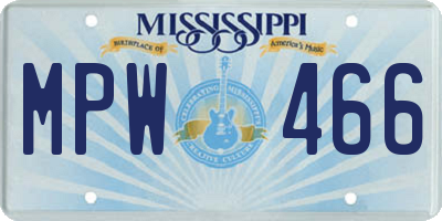 MS license plate MPW466