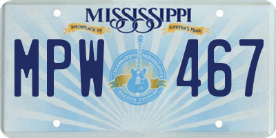 MS license plate MPW467