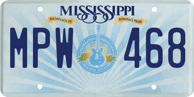 MS license plate MPW468