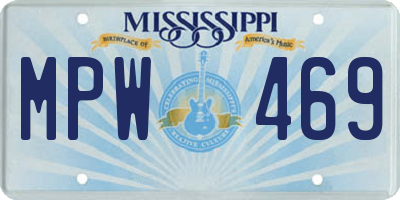 MS license plate MPW469
