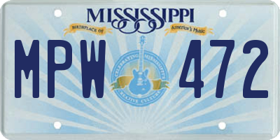 MS license plate MPW472