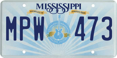 MS license plate MPW473