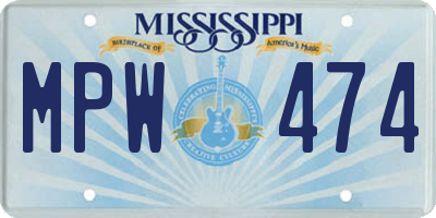 MS license plate MPW474