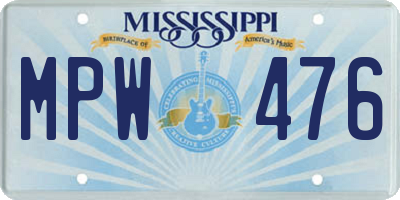 MS license plate MPW476