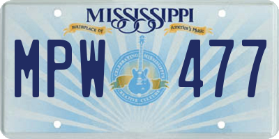 MS license plate MPW477