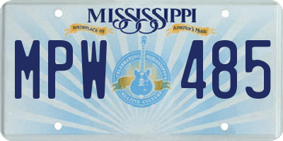MS license plate MPW485