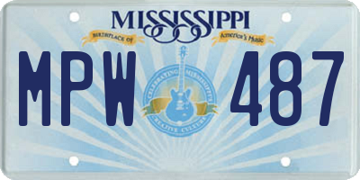 MS license plate MPW487