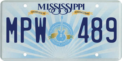MS license plate MPW489