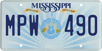 MS license plate MPW490