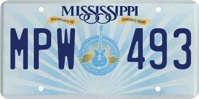 MS license plate MPW493