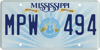 MS license plate MPW494