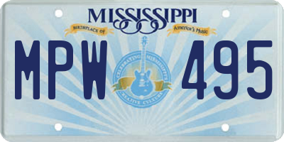 MS license plate MPW495