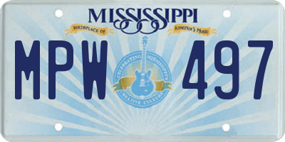 MS license plate MPW497