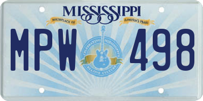 MS license plate MPW498