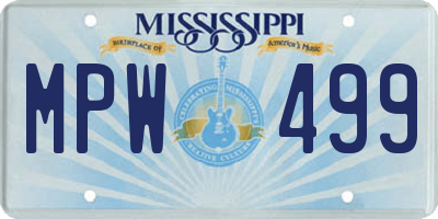 MS license plate MPW499