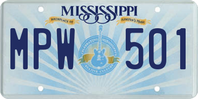 MS license plate MPW501