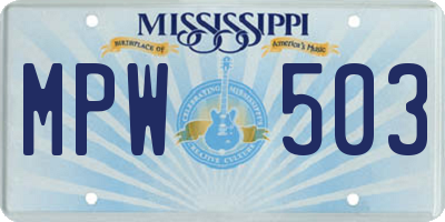MS license plate MPW503