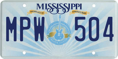 MS license plate MPW504