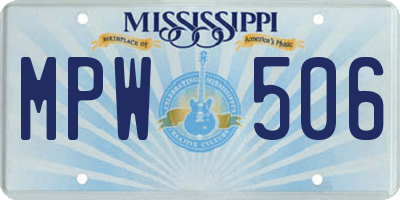 MS license plate MPW506