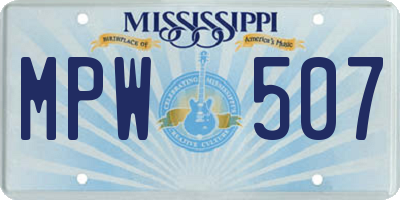 MS license plate MPW507
