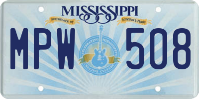 MS license plate MPW508