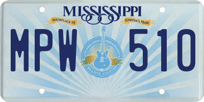 MS license plate MPW510