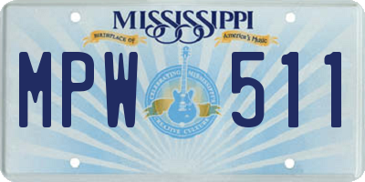 MS license plate MPW511
