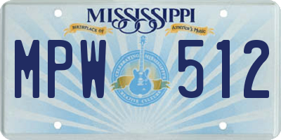 MS license plate MPW512