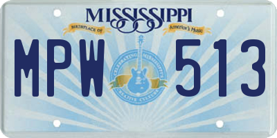 MS license plate MPW513