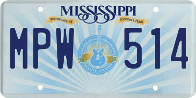 MS license plate MPW514