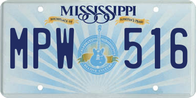 MS license plate MPW516