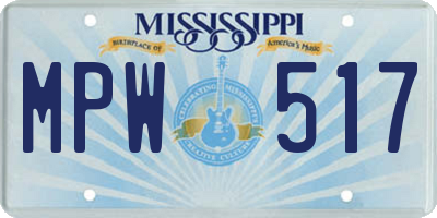 MS license plate MPW517