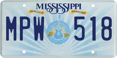 MS license plate MPW518